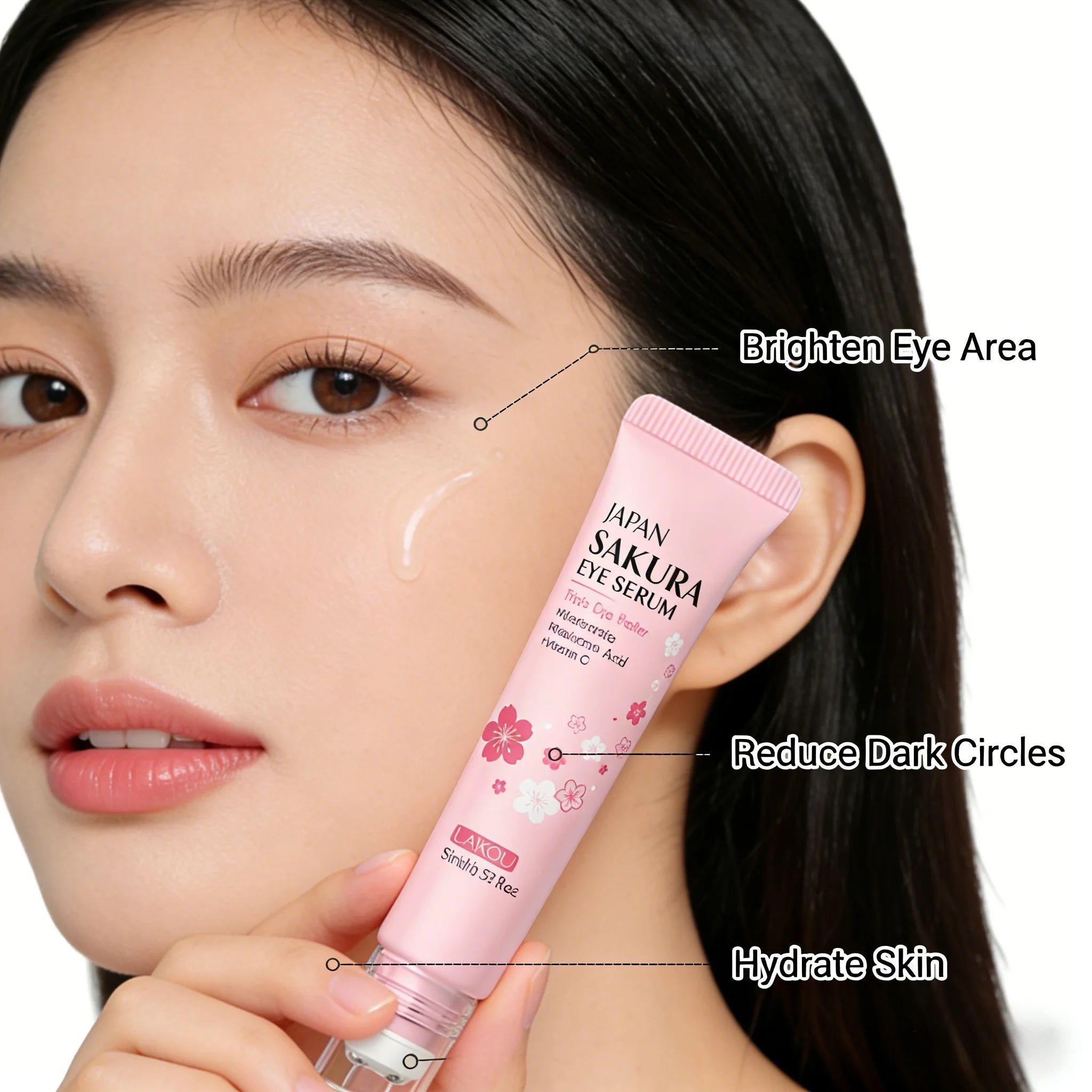 Sakura Roller Eye Serum 15Ml Moisturizing Eye Care Reduce Dark Circles Puffiness Fine Lines anti Aging Brightening Eye