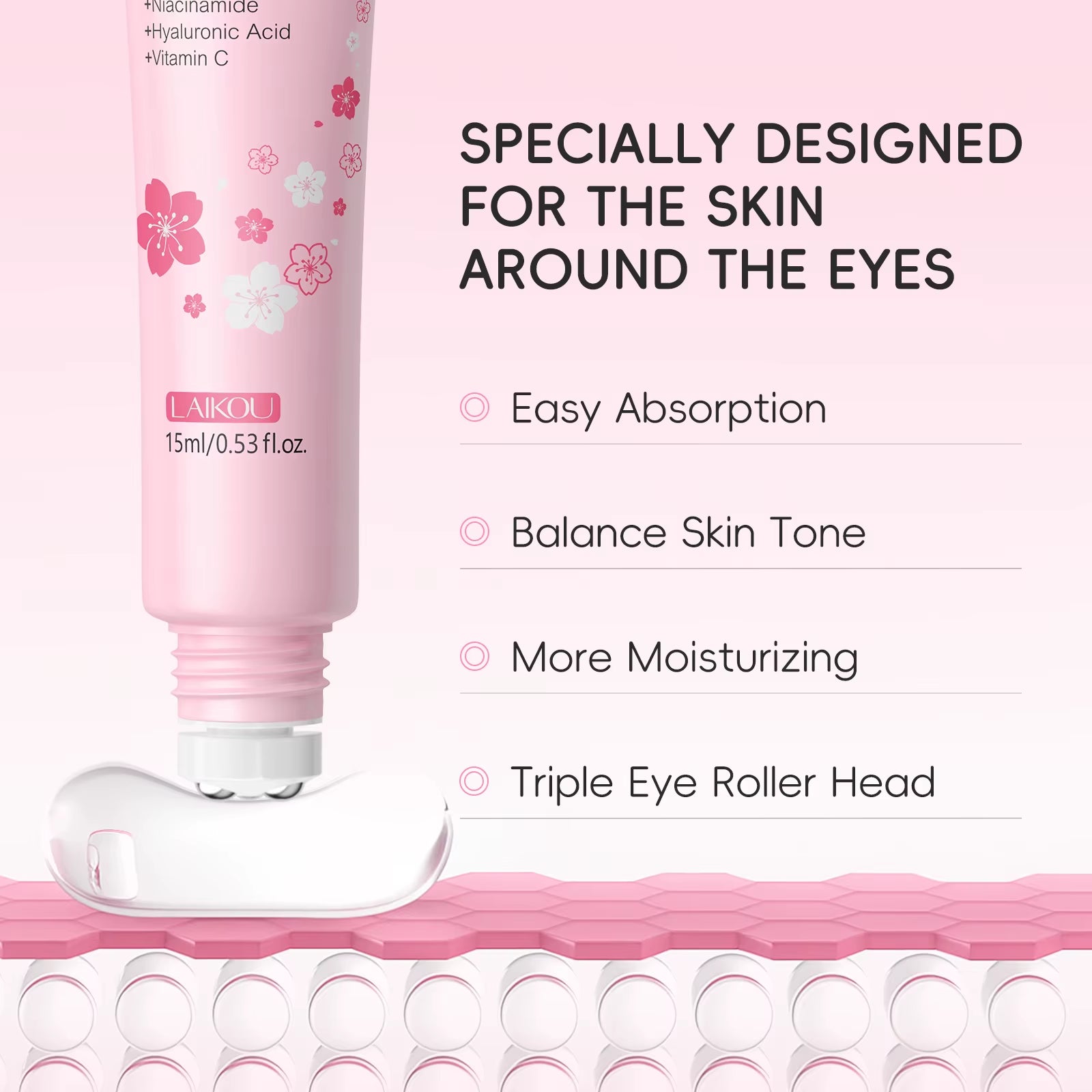 Sakura Roller Eye Serum 15Ml Moisturizing Eye Care Reduce Dark Circles Puffiness Fine Lines anti Aging Brightening Eye
