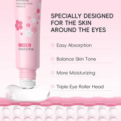 Sakura Roller Eye Serum 15Ml Moisturizing Eye Care Reduce Dark Circles Puffiness Fine Lines anti Aging Brightening Eye