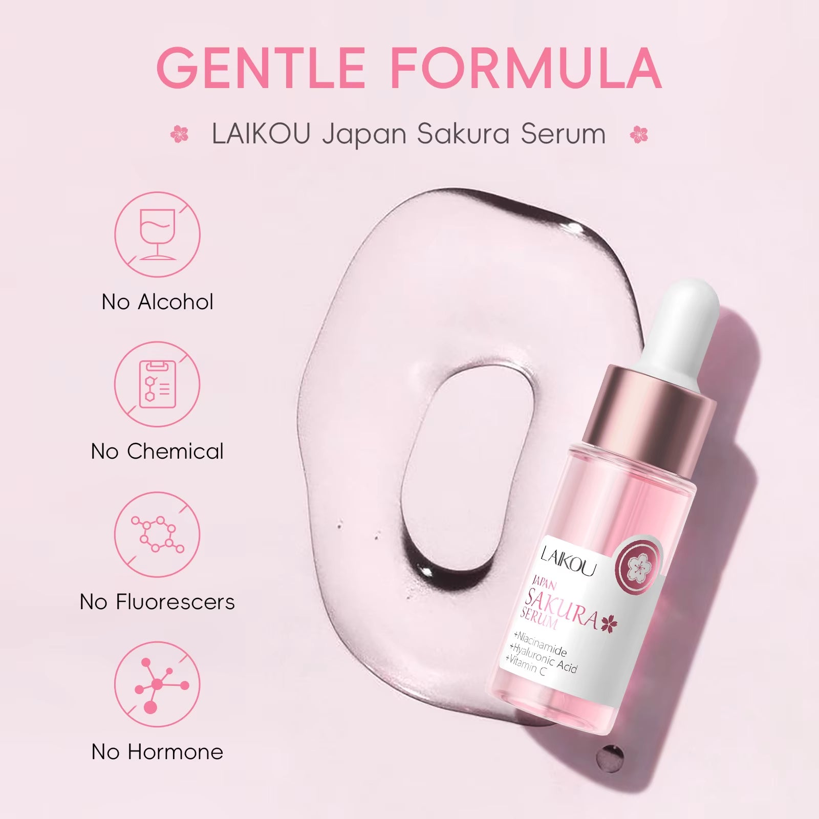 Sakura Face Serum Wrinkle Essence Brightening Essence Shrink Pores Moisturizing Skin Care 17Ml or 30Ml